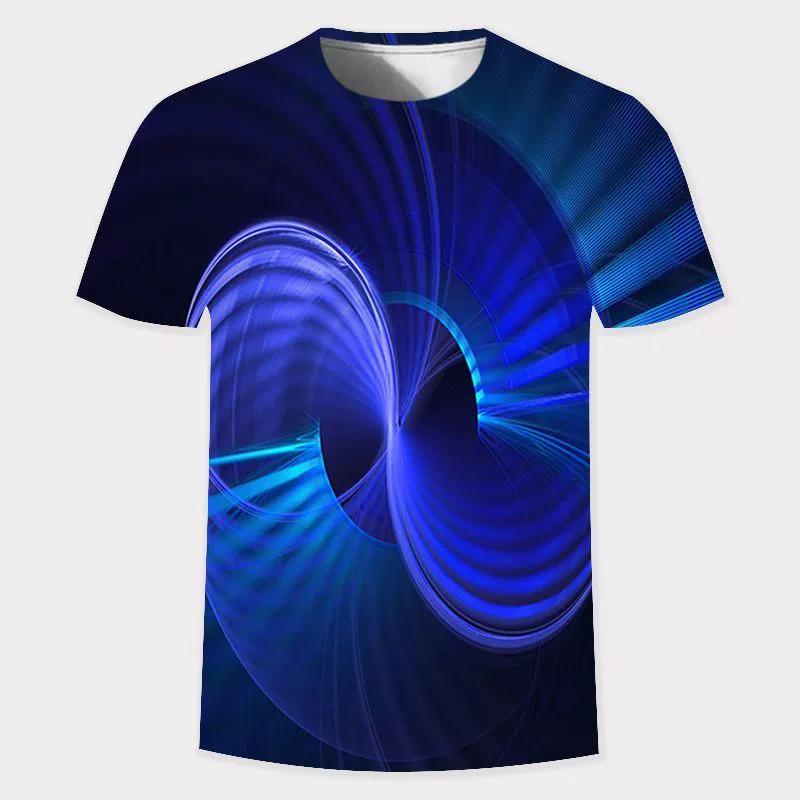 Summer Fashion New 3D Golden Light Digital Printing Round Neck Short-sleeved Men's Casual Hot-shirt Quick-drying T-shirt