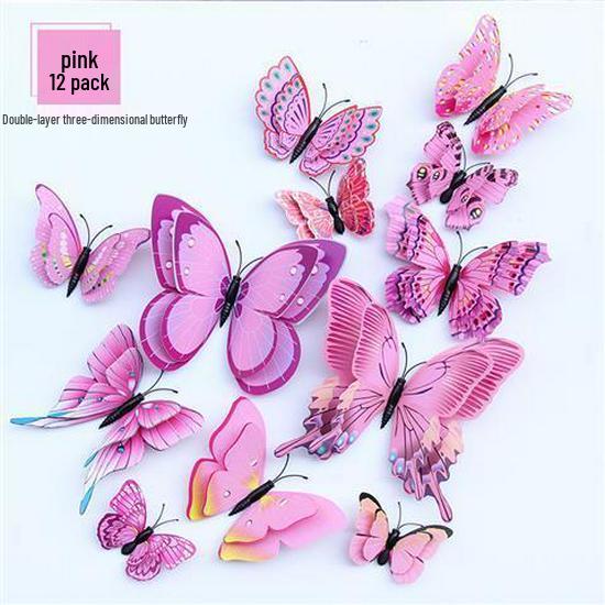 3D Stereo Double-Layer Butterfly Wall Stickers - Creative Home Decor for Living Room, Bedroom, Wedding