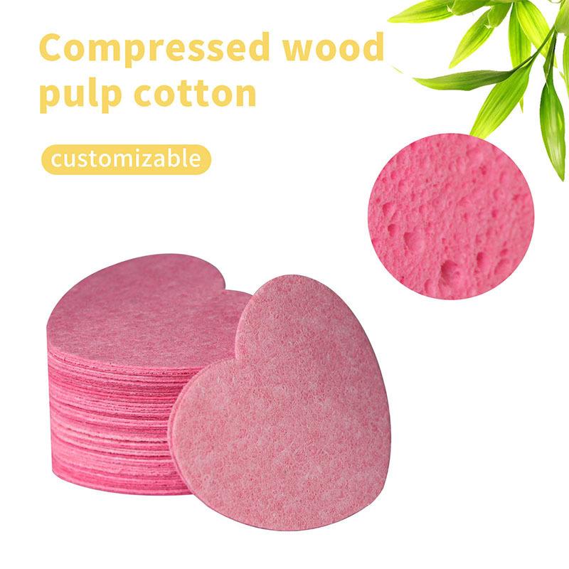 Biodegradable Compressed Heart Shape Facial Cleansing Puff | Wood Pulp Sponge | Absorbent & Reusable Washable Makeup Remover Pads