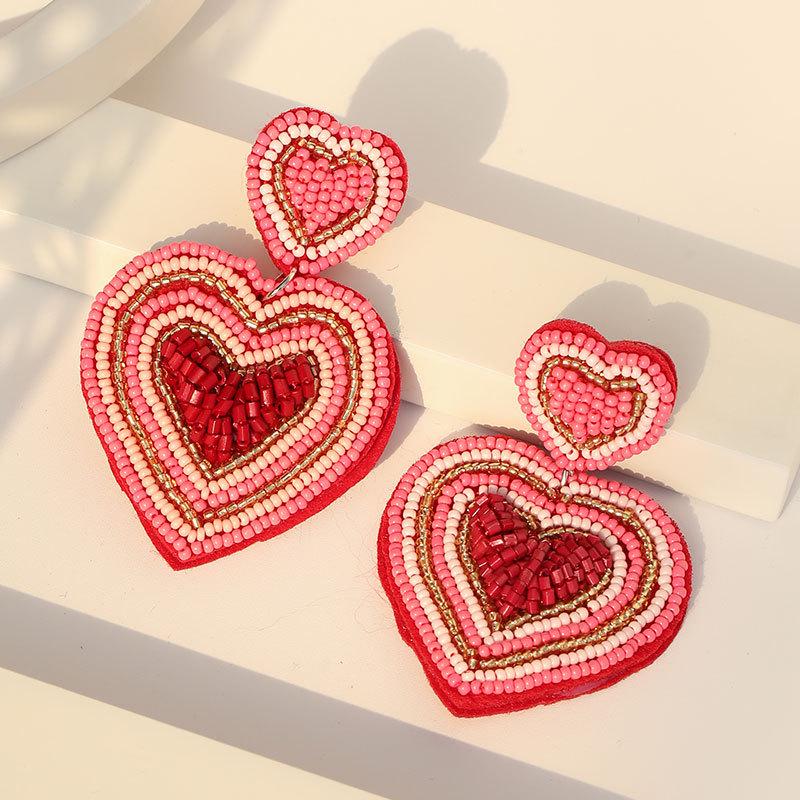 Handmade Beaded Romantic Love Earrings - European & American Style for Ladies