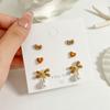 1Set Simple And Compact Silver Needle Earring Set Love Geometric Earring Combination Cute Sweet And Versatile Earrings