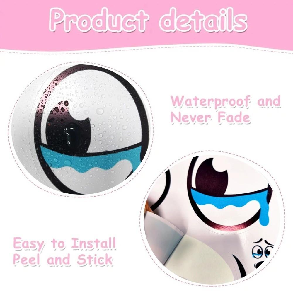 4pc Funny Face Garbage Bin Decals Waterproof Sticker Set New Trash Can Stickers  For Kitchen Office