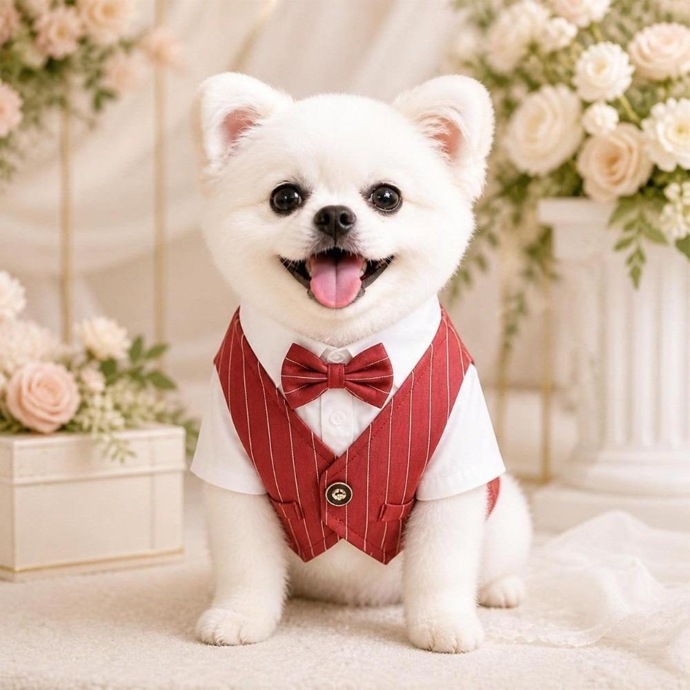 Lightweight Pet Tuxedo Outfit Button Closure Small Dog Clothes Dog Costume Vest  Wedding Ceremony