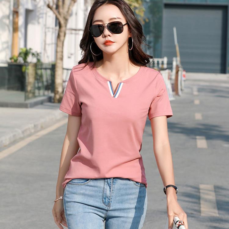 

YYFS Женская мода Повседневная Летняя Весна Однотонный Принт Короткие Рукава V-образный Вырез Блузки и Рубашки XL