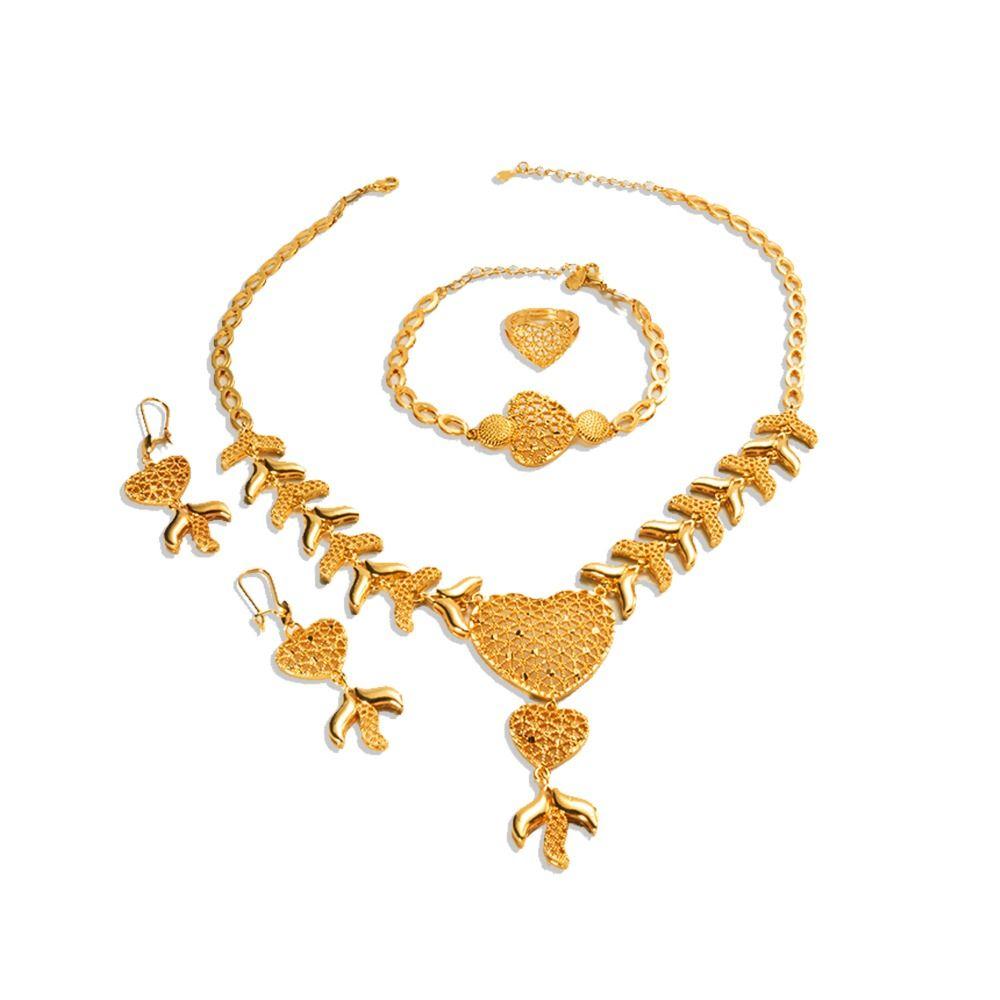 

4Pcs Boho Style Bridal Jewelry Set Necklace Earring Dubai Jewelry Sets Party Style B