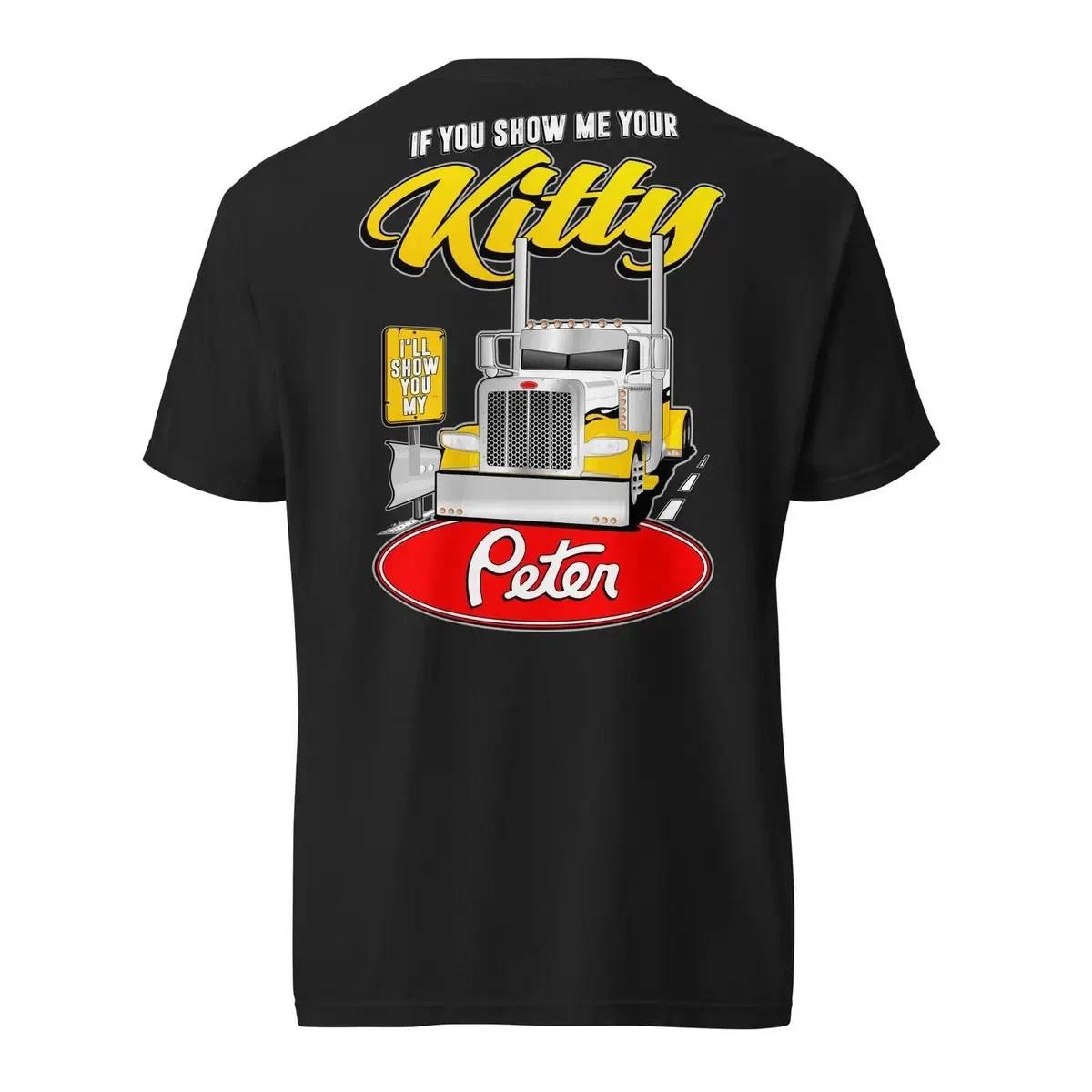 Funny Trucker Kitties Peter Semi Truck Driver Graphic T-Shirt S