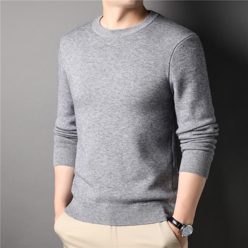 

Men’s Slim Fit Solid Crew Neck Business Knit Sweater M серый