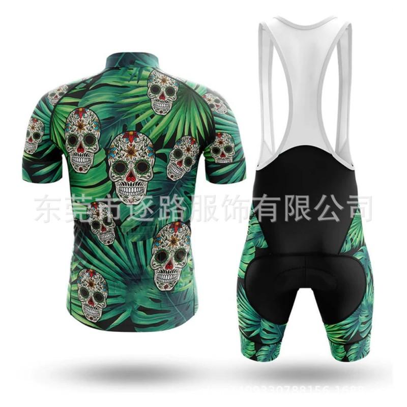 Aloha Schädel Team Radhose mit Trägern Set Rennrad Kleidung Herren Damen