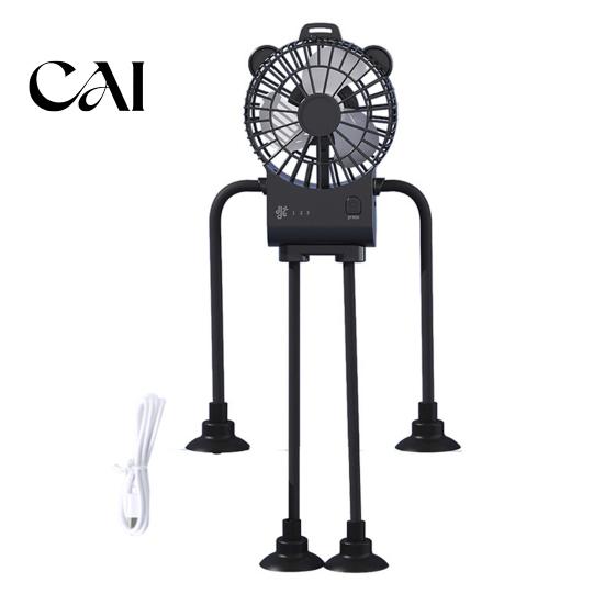 Bendable Leg Desk Fan Octopus Suction Cup Mini Fan, Flexible Legs Clip with 3 Multi Functional Portable Speed, Quiet USB Rechargeable