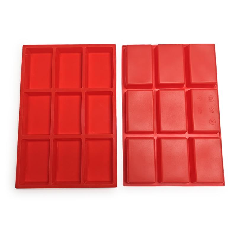 Silicone 9-Cavity Square Mold for Cake, Soap, Mousse, and Large Ice Cubes