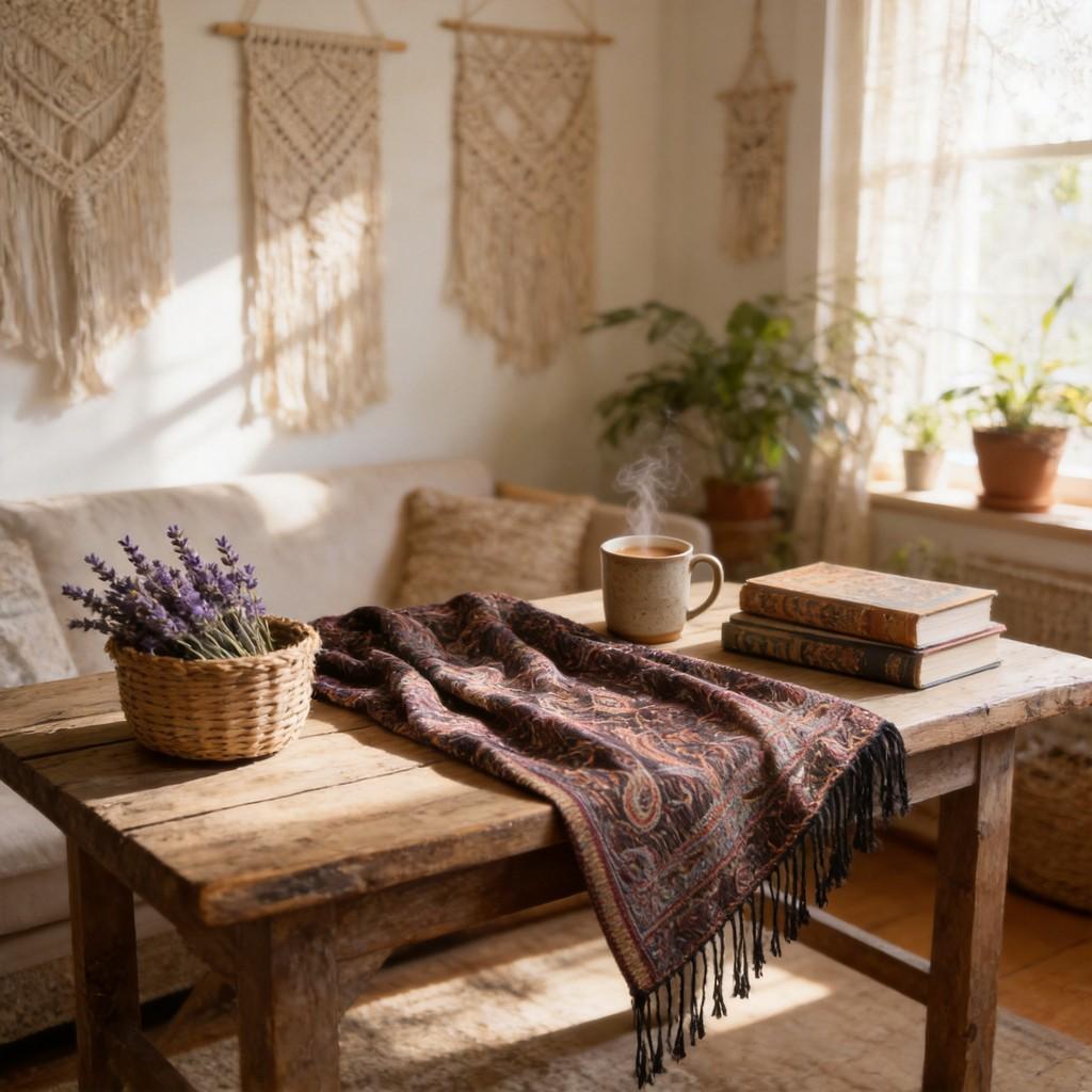 Ethnic Style Knit Scarf With Tassels For Women Warm Sunshade Dustproof Allseason