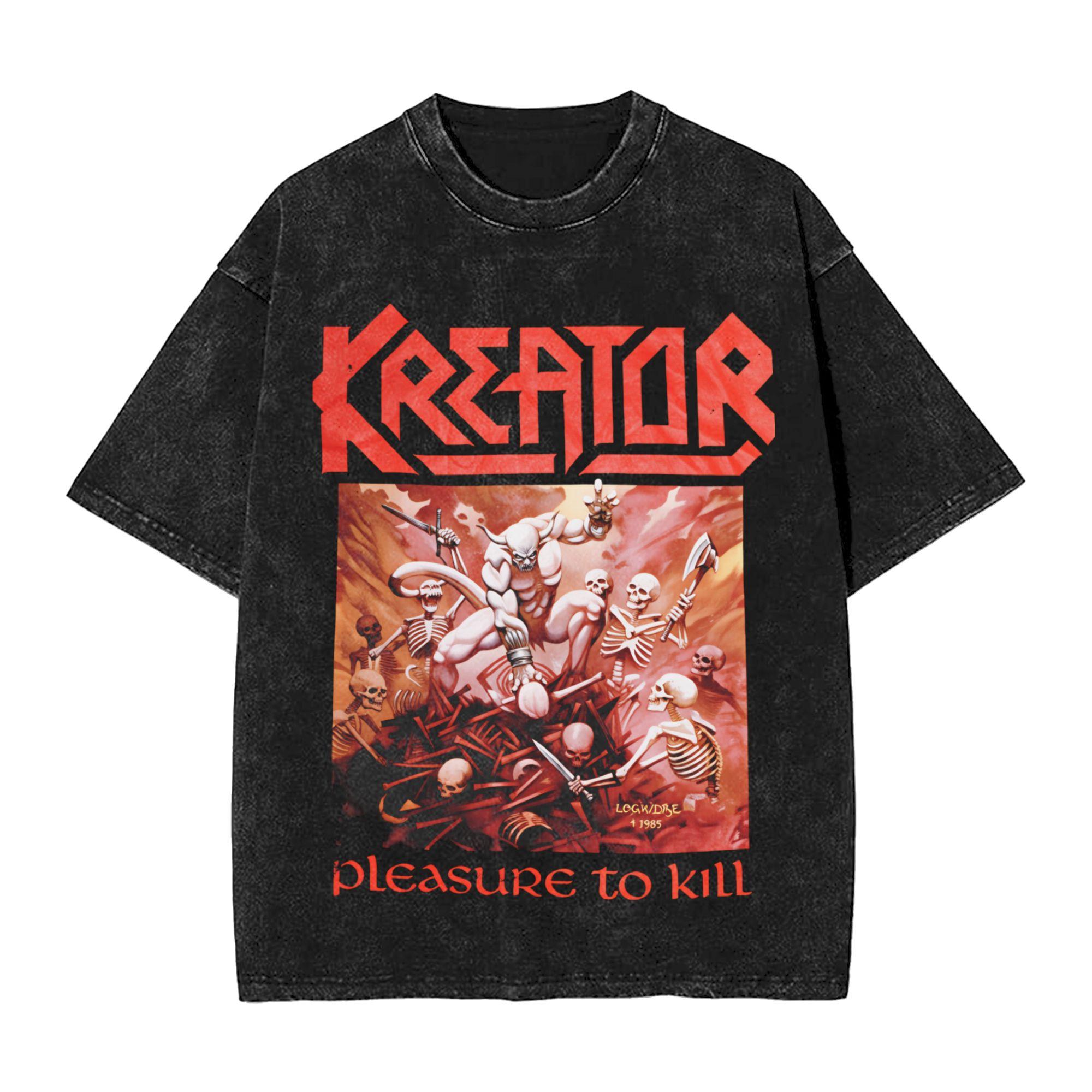 

kreator tour T Shirt Hip Hop Washed Cotton Harajuku TShirt Vintage for Unisex Women Streetwear Graphic Tees S