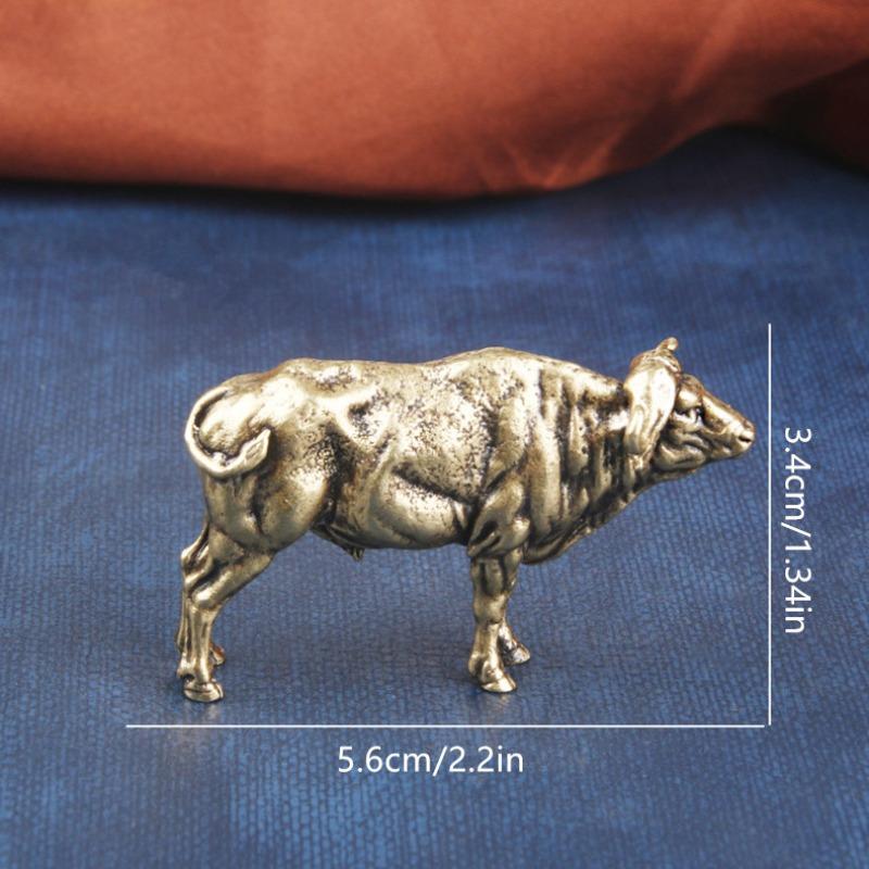 Vintage Brass Yak African Buffalo Table Decoration Figurines Tea Pet Table Ornament Solid Copper Animal Crafts Home Decor Living Room