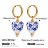 Youthway Flower Heart Ceramic Drop Dangle Stainless Steel Earrings Party Charm Romantic Jewelry for Women Gift