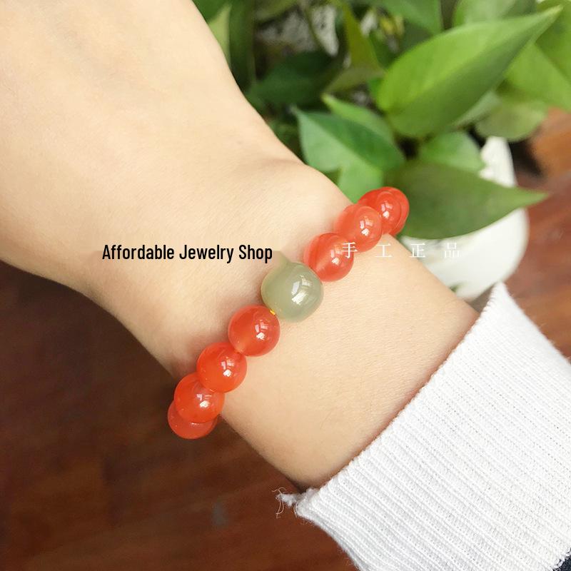Natural Southern Red Agate & Hetian Jade Women's Bracelet