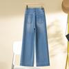 Women's Light Blue High-Waist Cropped Wide-Leg Jeans - Spring/Autumn 2025 Trendy Petite Straight-Leg Style
