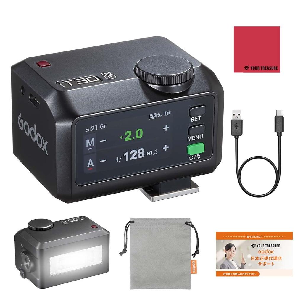 Godox iT30Pro Fujifilm-kompatibelt kamera TTL HSS Japansk bruksanvisning inkludert iT30Pro-F Blits, GN15, Innebygd fullfarge berøringsskjerm, (Svart)