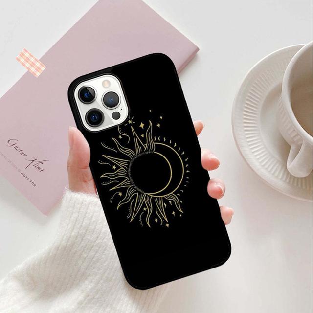 Sonne Mond Sterne Handyhülle Rückseite für iPhone 17 Air 16 15 14 13 11 12 Pro Max Plus Hülle Coque