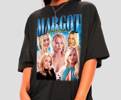 Unisex Margot Robbie Shirt - Retro Jaren 90 Bootleg Grafisch T-shirt, Hollywood Beroemdheid Merchandise, Popcultuur Fan Cadeau
