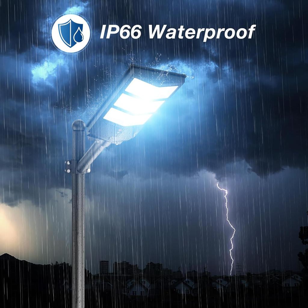 Solar Street Lights Outdoor, Wide Angle, Motion Sensor, Dusk to Dawn, Waterproof IP66, 4 Packs