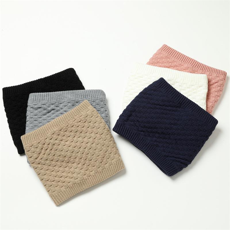 New Checkered Velvet Autumn Winter Scarf Men Women Warm Soft Neck Protection Head Cover Solid Color Knitted