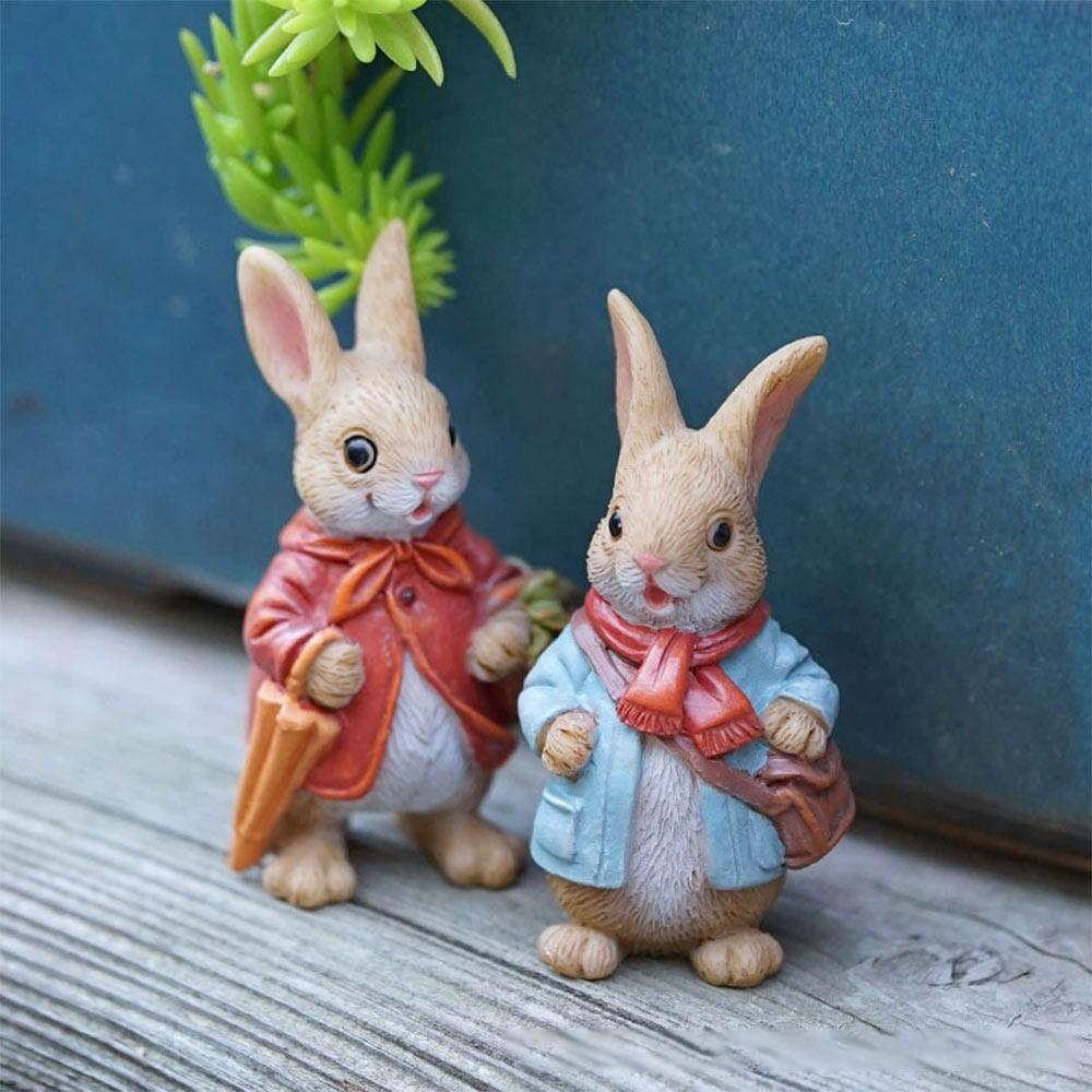 Multicolor Cartoon Rabbit Figurines Micro Landscape Resin Garden Turtle Statue Waterproof Bonsai Ornament Lawn Animal Sculpture