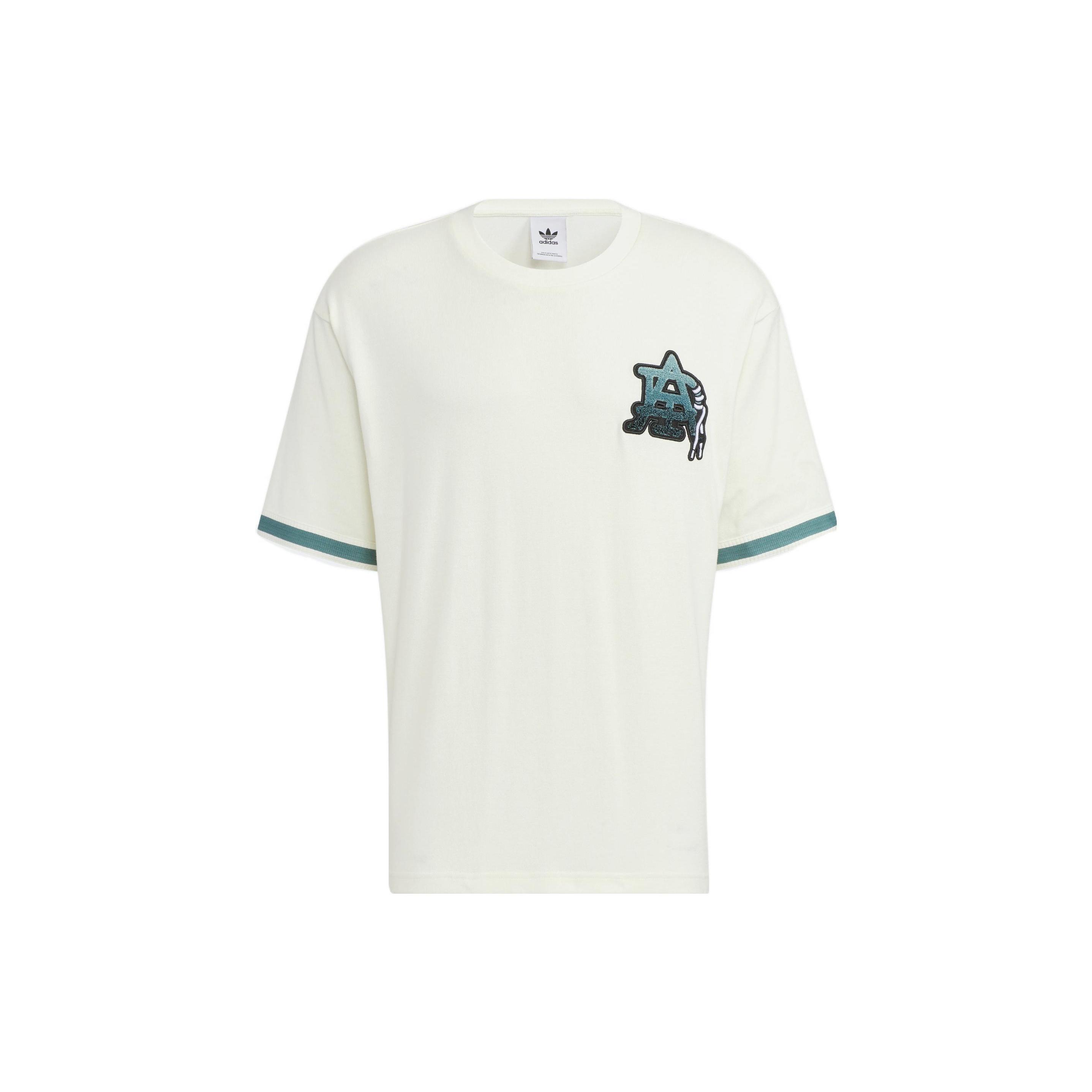adidas Alphabet Printing Round Neck Pullover Short Sleeve Unisex White Men s HS2016 L