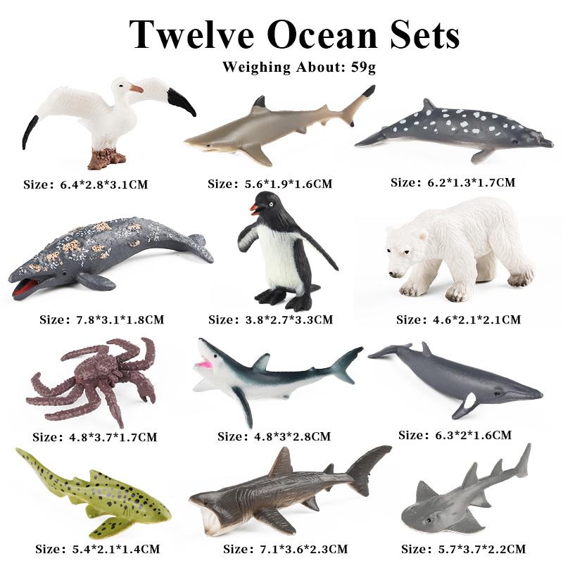 Oenux Montessori Toy Wild Farm Dinosaur Ocean Cat Animals Model Action Figure Zoo Figurines Cute Miniature Education Kid Gift