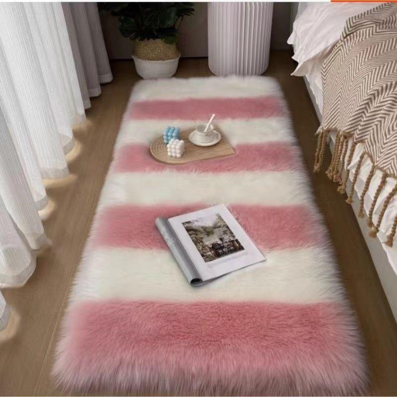 Coperta da letto semplice ed elegante a forma di schiena in finta lana per camera da letto, da comodino, per bovindo, balcone, a pelo lungo, per soggiorno, tavolino da caffè, tappeto da pavimento