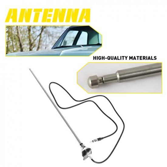 

3 Section Flexible Retractable AM/FM Radio Antenna Round Base Universal Fitment