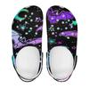 White EVA Clogs with Dark Rose Print, Lightweight Slip On Garden Shoes, Breathable Beach Sandals, Indoor Outdoor Slippers for Men Women