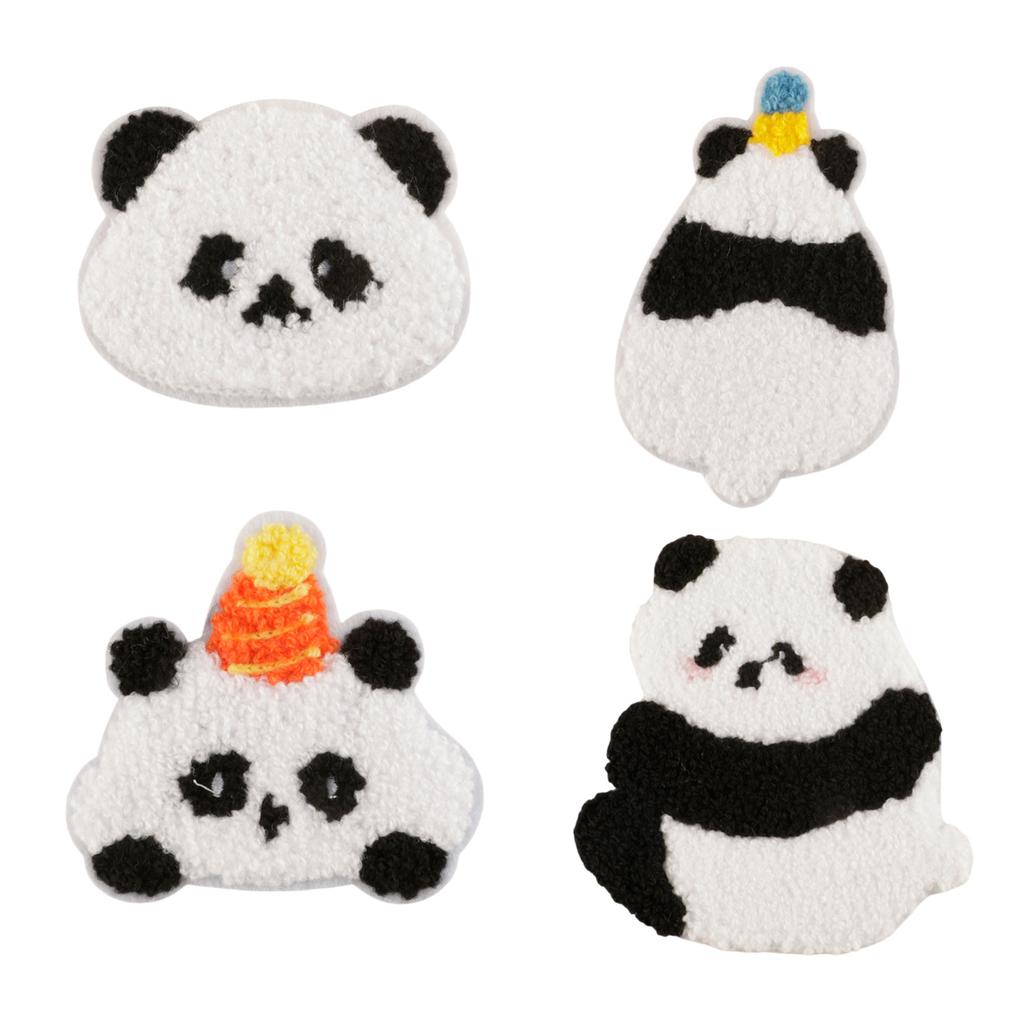 4PCS Lovely Panda Cloth Patches Easy To Apply And Remove Sewing On Applique Great For Creative Craft Project Supply