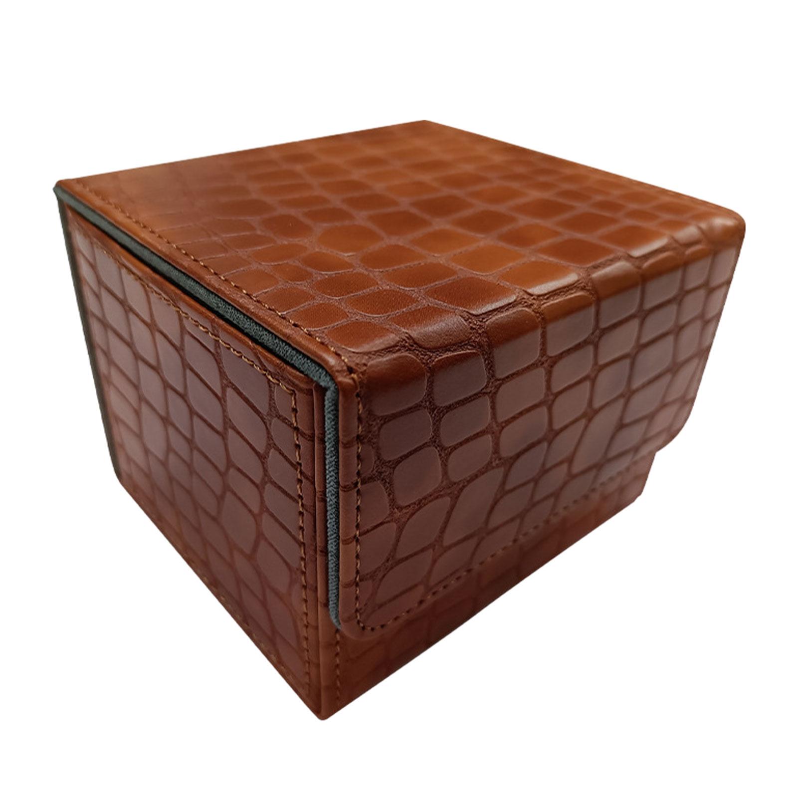 

NEW Trading Card Deck Box Holder Storage for TCG Football Cards Album Magic Baseball Card Organizer PU Leather Game Card Box светло-коричневого