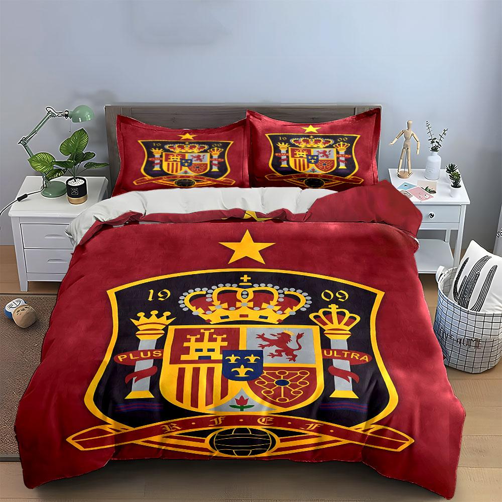 Spanien Fußballmannschaft Bettwäsche-Set Bettwäsche Bettbezug-Set Bettbezug Kissenbezüge (1 * Bettbezug 2 * Kissenbezüge, ohne Bettdecke)
