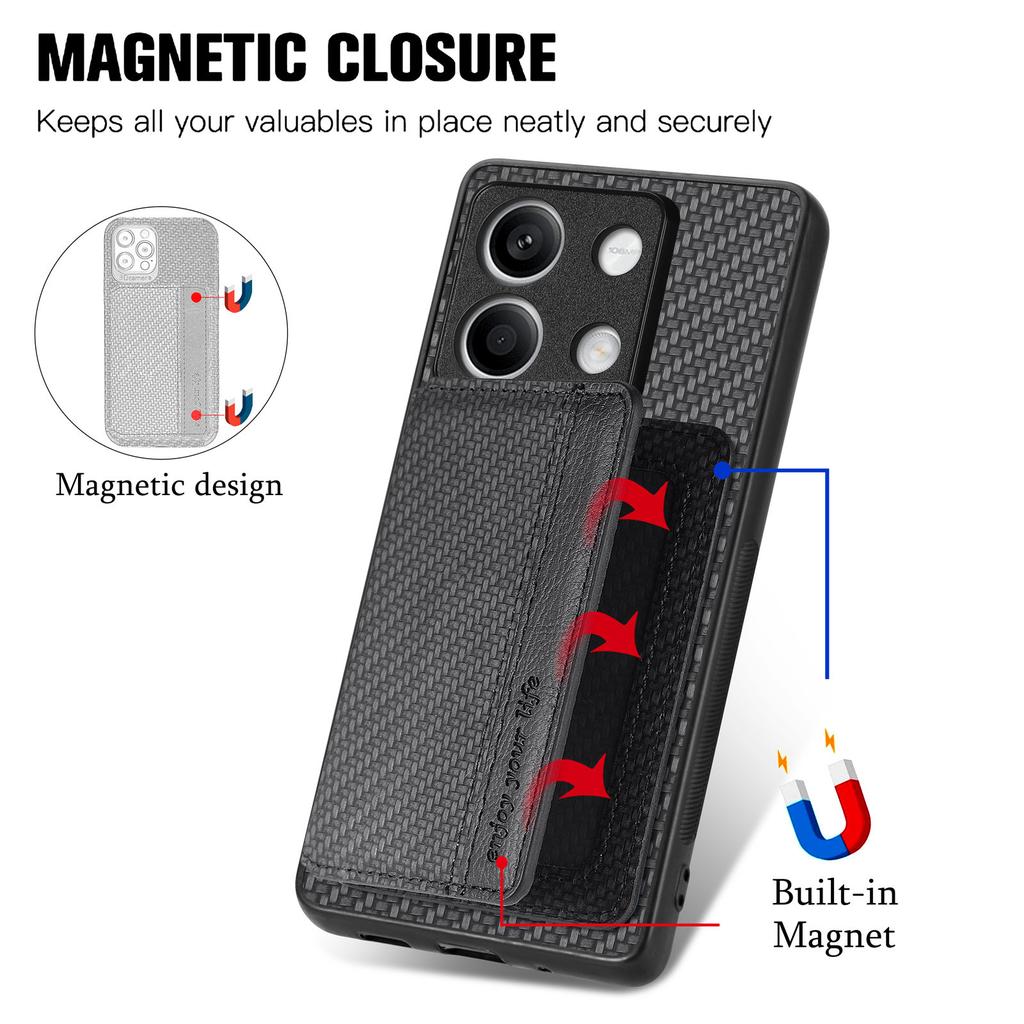 For Xiaomi Redmi Note 13 5G Case Carbon Fiber Texture PU Leather Coated PC+TPU Phone Shell