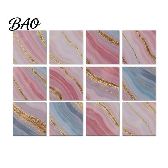 High Definition Marble Pattern Films 12PCS Imitation Wall Stickers, Self-Adhesive Waterproof EVA Peel And Stick Tiles Tiles, Scratch Resistant