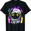 220g Cotton Printed Short-sleeved T-shirt With Round Neck Men'S Black T-shirtGraffiti Astronaut Spray Paint Street Art Drawing Artist