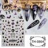 Holiday Themed Nail Stickers 6 Sheets Halloween for Women, Pumpkin Ghost Bat Skull Decals Manicure Decoration Decals, Art Accessories Home Salon Girls