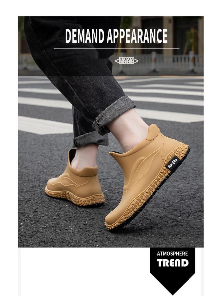 Мужские водонепроницаемые нескользящие короткие резиновые сапоги - стильный корейский дизайн