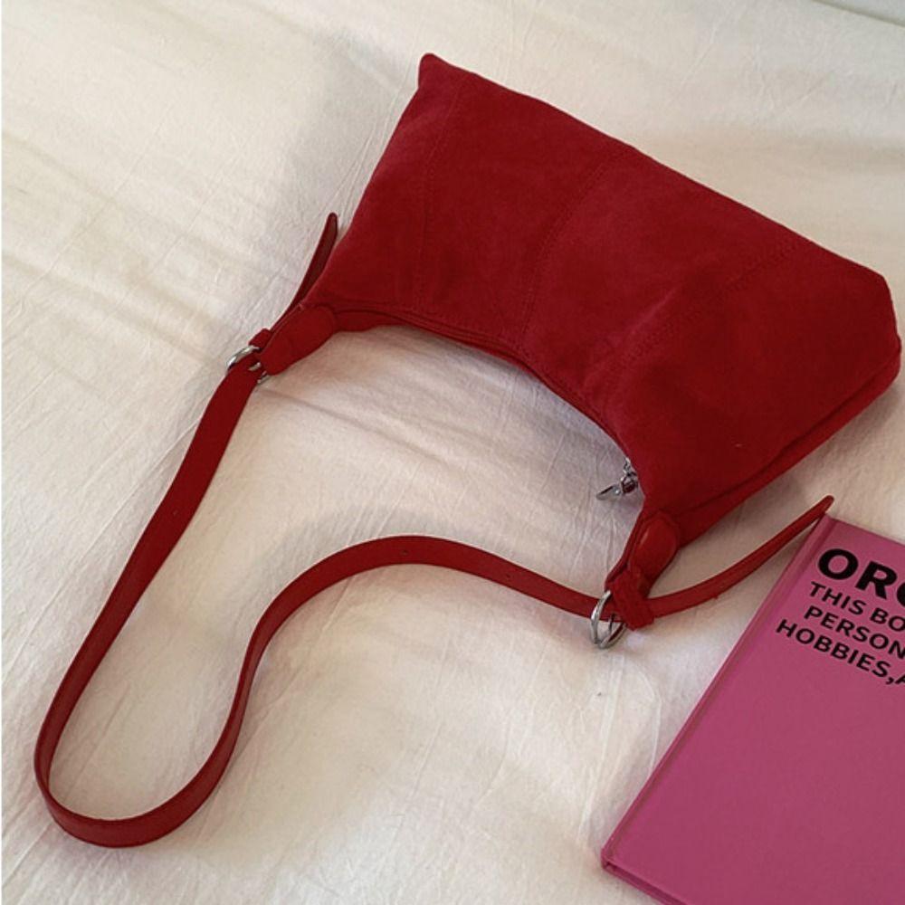 Large Capacity Slouchy Hobo Bags Shoulder Bag Solid Color Tote Bag Suede Pillow Handbag  Summer