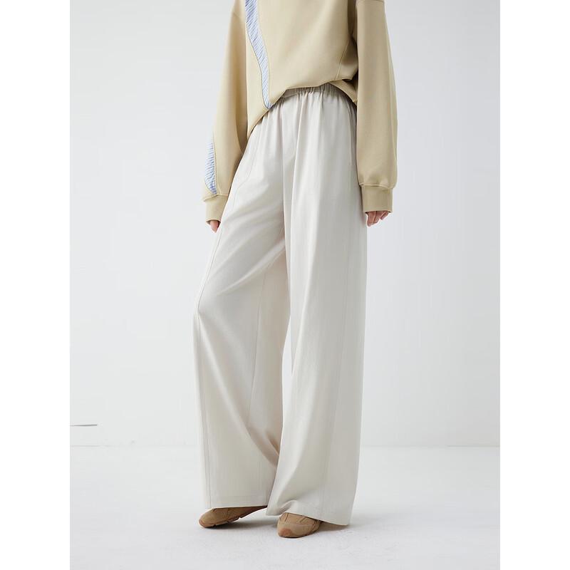 ELLE Women's French Style Elastic Waist Straight-Leg Pants