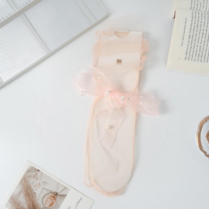 Calzini Estivi Sottili in Rete da Donna, Calzini Colorati Uni da Impilare, Calzini Fatati con Fiocco di Perle, Calzini Personalizzati Genitore-Figlio