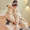 Winter Three-layer Cotton Pajamas for Women Coral Velvet Warm Flannel Pajamas Home Set Set Can Be Worn Outside