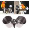 Hypeety Bird Parrot Feeding Double Cups Stainless Steel Food Water Bowls with Clip Bird Seed Feeder Cups Hanging Bowl Cage Stand Accessories