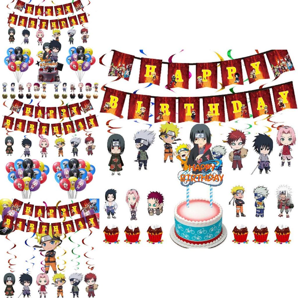 Lebhafte Naruto Ninja Partydekorationen inklusive Banner, Ballon, Kuchenaufsatz für Feiern