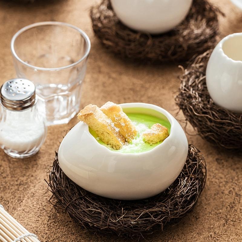 Bird Eggshell Serving Bowl Glossy Ceramic Decoration Bowl for Salad Fruit Display and Home Table Styling Use
