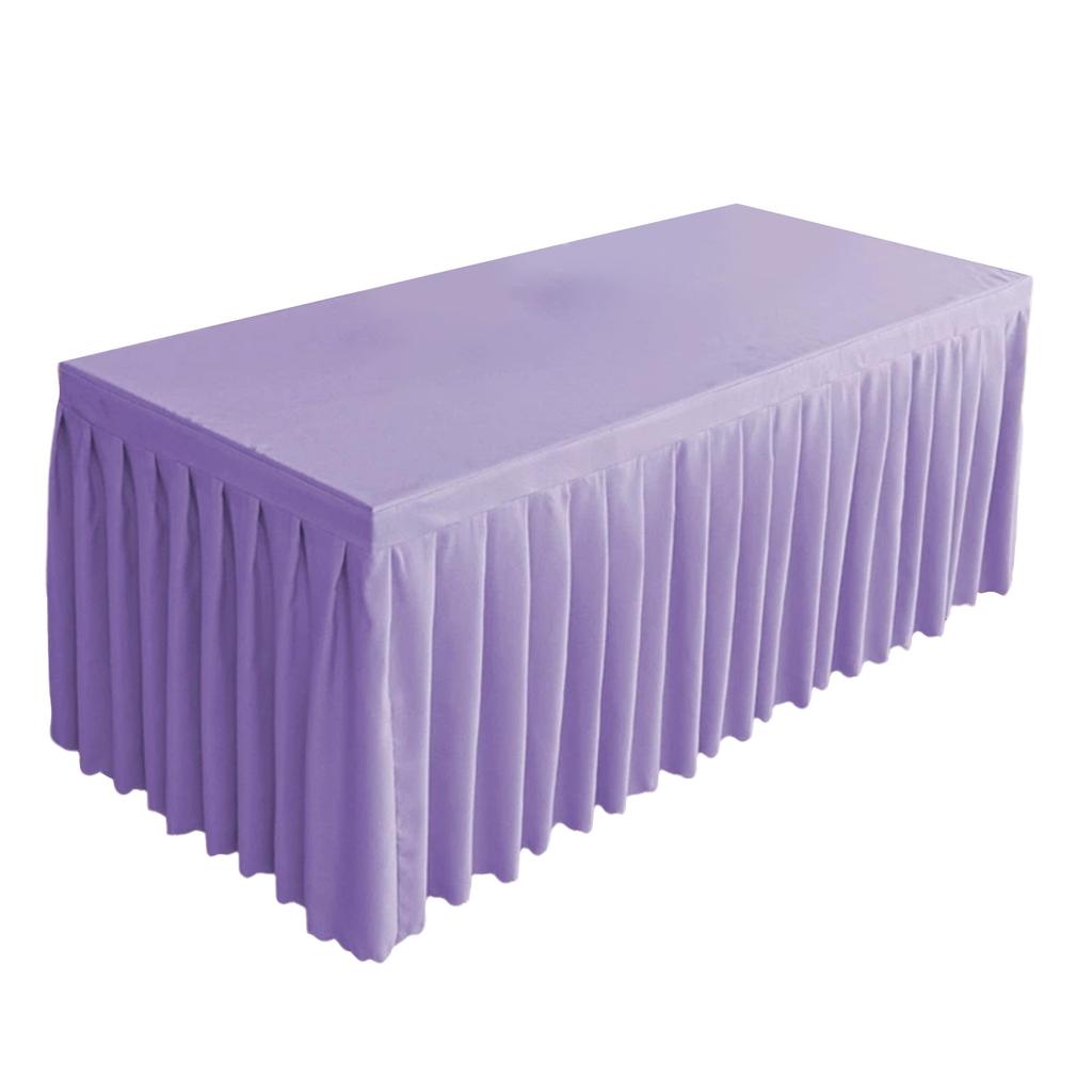 4FT Rectangular Polyester Tablecloth Wrinkle Resistant Table Skirt with Pleated Design for 120x60x75cm Tables Suitable for Event and Banquet Use