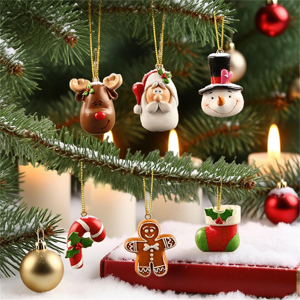 3D 6-pc Christmas Resin Ornament Pendant With Festive Atmosphere