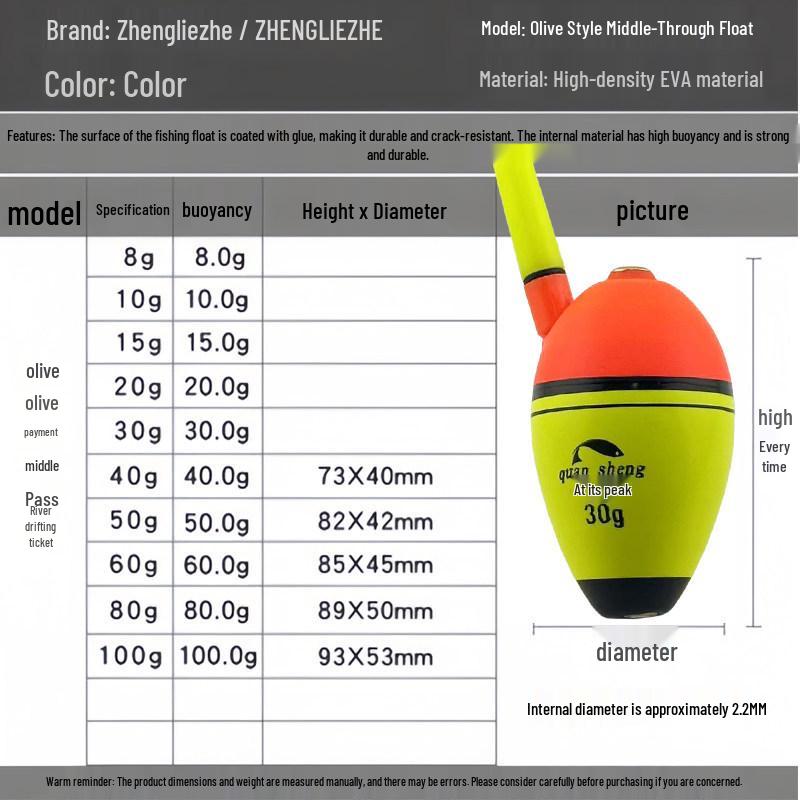 EVA Anti-Kollision Felsenfischen Winddichter Schwimmer - Doppelbohrung Weitwurf Untergetaucht Gewicht