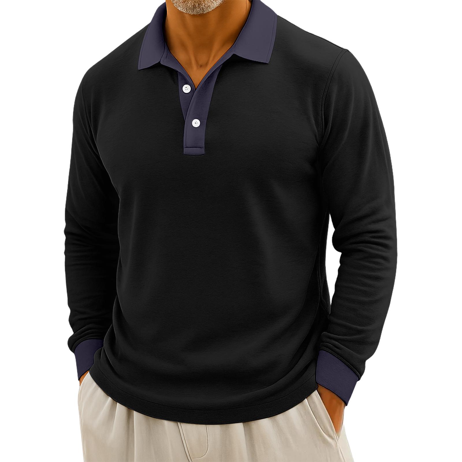 

Мужские повседневные топы с длинными рукавами на пуговицах в стиле колор-блок M тёмно-синий